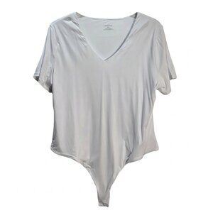 NWT | MANGOPOP V-Neck Bodysuit | Sculpting Active Basic | White | XXXL